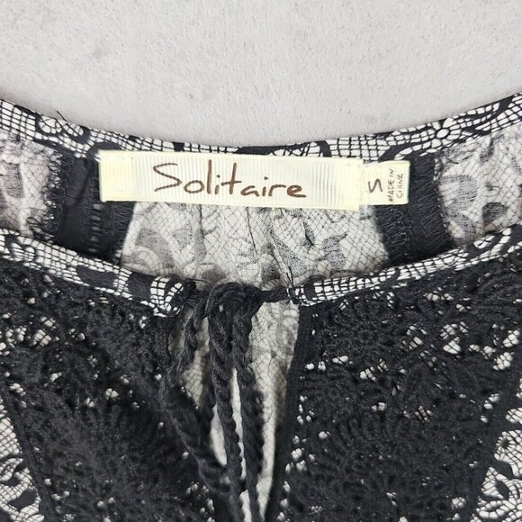 Solitare Top Womens S Black Bohemian Floral Strappy Tasseled Hippie Chic Beads - Picture 4 of 8